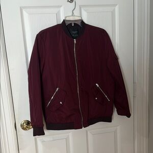Zara Trafaluc Red Bomber Jacket with zipper Accents size medium